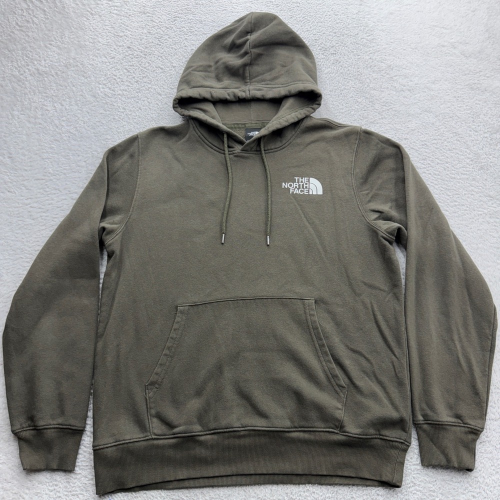 The North Face Mens Medium Olive Green Never Stop Exploring Box Logo Hoodie